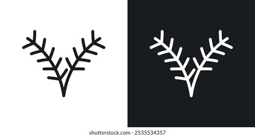 Ícone de vetor de ramificação de pino definido em preto e branco. Ilustração de EPS 10