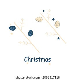 pine branches with cones.christmas tree.snow, a star.gold design.isolated on a white background. for a festive decor. vector illustration.10 eps