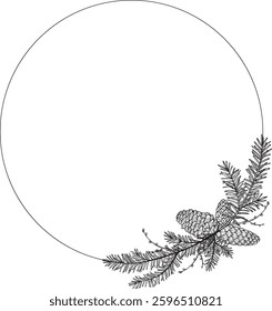 Pine branches Frame vector art