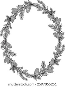 Pine branches Frame vector art