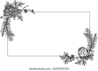 Pine branches Frame vector art