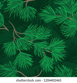 Pine branches seamless pattern. Green fabric pattern