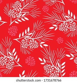 Pine branches seamless vector pattern