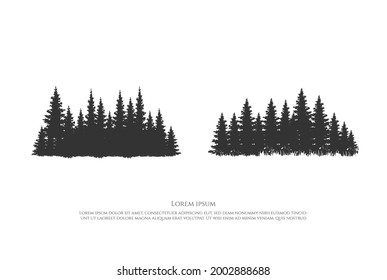 Pine Cedar Conifer Coniferous Evergreen Fir Larch Cypress Hemlock Tress Forest for Camp Outdoor Adventure Logo Design Vector