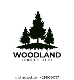Pine Cedar Conifer Coniferous Evergreen Fir Larch Cypress Hemlock Tress Forest for Camp Outdoor Adventure Logo Design Vector