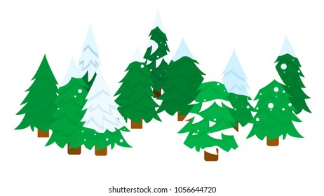 Pine chrismast trees set collection isolated vector illustration