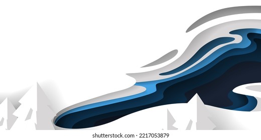 pine christmas papercut wave vector design