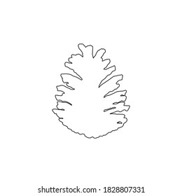 Pine cone contour. Icon, sign or logo. Cutting form.  Pinecone icon isolated on white. vector illustration. EPS10.