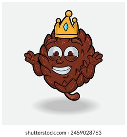Pine Cone With Dont Know Smile expression. Mascot cartoon character for flavor, strain, label and packaging product. Vector Illustration