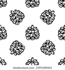 Pine cone doodle vector seamless pattern on white background