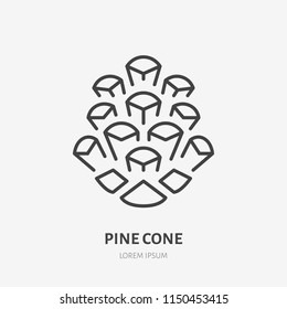 Pine cone flat line icon. Pinecone sign. Thin linear logo for natural products.