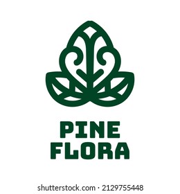 pine cone flora flower Green nature logo concept design illustration