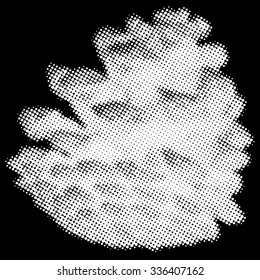 Pine cone as halftone illustration on black background