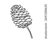 Pine Cone Icon Hand Drawn Black and White Thick Lines