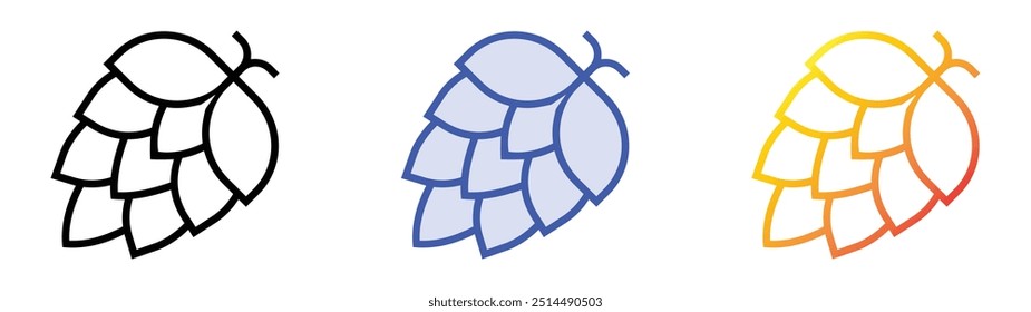 ícone do pine cone. Design de estilo linear, preenchimento azul e gradiente isolado em plano de fundo branco