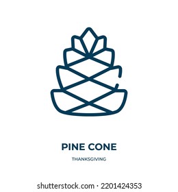 Pine cone icon. Linear vector illustration from thanksgiving collection. Outline pine cone icon vector. Thin line symbol for use on web and mobile apps, logo, print media.