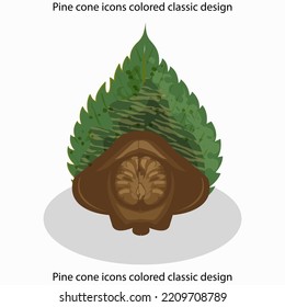 Pine cone icons colored classic design