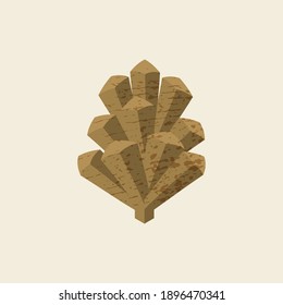 Icono isométrico del cono del pino. Ilustración vectorial dibujada a mano, objeto aislado. Colores planos.