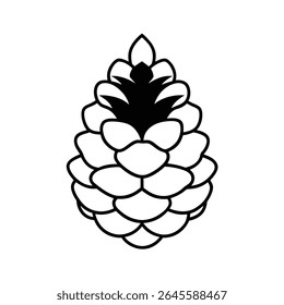 a pine cone with layered scale details outlined