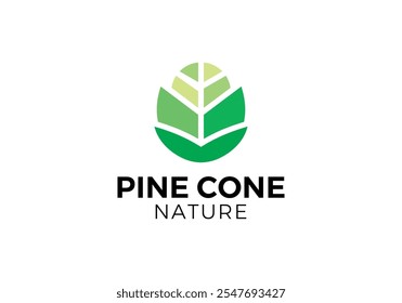 pine cone leaf tree nature logo design vector template