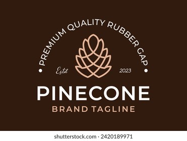 Pine cone line art vintage logo icon vector design template