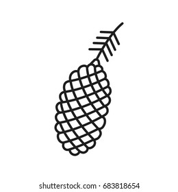 Pine cone linear icon. Thin line illustration. Contour symbol. Vector isolated outline drawing