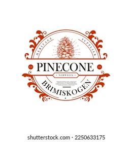 pine cone logo, badge and emblem design