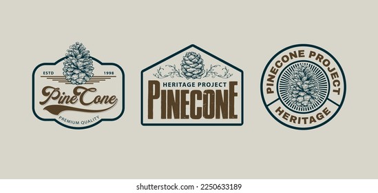 pine cone logo, badge and emblem design