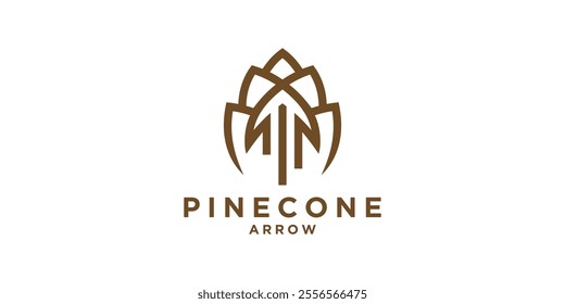 pine cone logo design with arrow,up,growth,symbol,icon,idea,creative