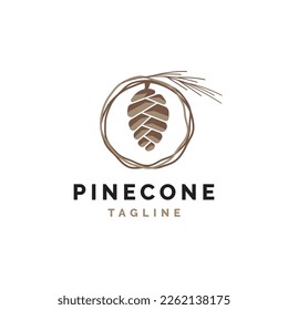 Pine cone logo design illustration vector template