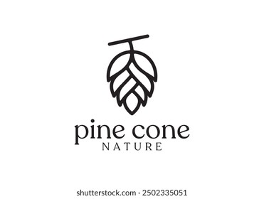 pine cone logo design. simple line classic black color vector