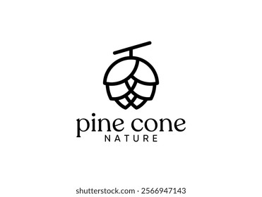 pine cone logo design. simple line modern black color vector