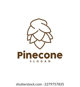 Pine Cone Logo, Elegant Luxury Pine Simple Design, Tree Acorn Icon Vector, Product Brand Illustration