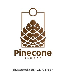Pine Cone Logo, Elegant Luxury Pine Simple Design, Tree Acorn Icon Vector, Product Brand Illustration
