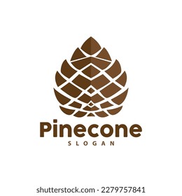 Pine Cone Logo, Elegant Luxury Pine Simple Design, Tree Acorn Icon Vector, Product Brand Illustration