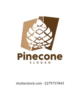 Pine Cone Logo, Elegant Luxury Pine Simple Design, Tree Acorn Icon Vector, Product Brand Illustration