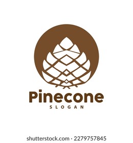 Pine Cone Logo, Elegant Luxury Pine Simple Design, Tree Acorn Icon Vector, Product Brand Illustration