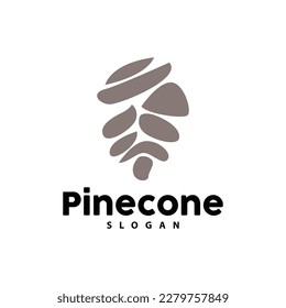 Pine Cone Logo, Elegant Luxury Pine Simple Design, Tree Acorn Icon Vector, Product Brand Illustration