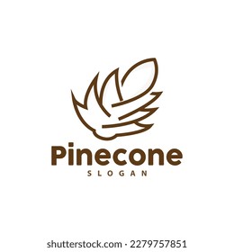 Logotipo De Pino Cono, Elegante Diseño Sencillo De Pino De Lujo, Vector De Icono De Acorn De Árbol, Ilustración De La Marca De Producto