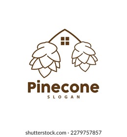 Pine Cone Logo, Elegant Luxury Pine Simple Design, Tree Acorn Icon Vector, Product Brand Illustration