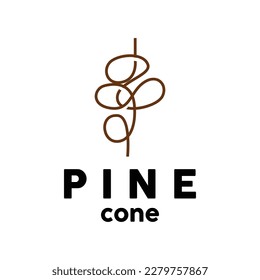 Pine Cone Logo, Elegant Luxury Pine Simple Design, Tree Acorn Icon Vector, Product Brand Illustration