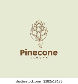 Pine Cone Logo, elegantes Luxus-Pine-einfaches Design, Tree-Acorn-Vektorgrafik, Illustration zur Produktmarke