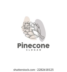 Pine Cone Logo, Elegant Luxury Pine Simple Design, Tree Acorn Icon Vector, Product Brand Illustration