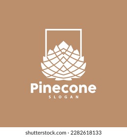 Pine Cone Logo, Elegant Luxury Pine Simple Design, Tree Acorn Icon Vector, Product Brand Illustration