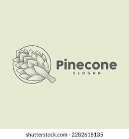 Pine Cone Logo, Elegant Luxury Pine Simple Design, Tree Acorn Icon Vector, Product Brand Illustration