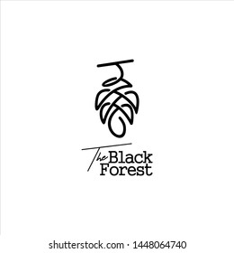 Pine Cone Logo Forest Cedar Ornamental Simple Modern Line with Black Color Vector Design Botanic Template