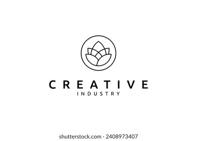 pine cone logo in minimalist line art design style