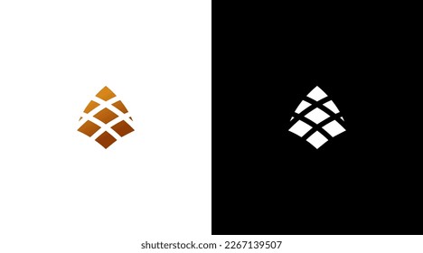 Pine cone logo real estate vector monogram black and white icon style Design template