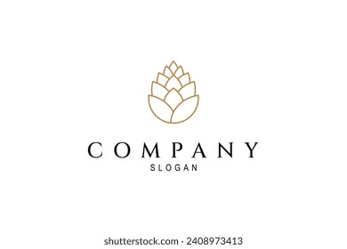 pine cone logo in simple line art design style