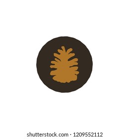 Pine cone patch. Simple nature shape. Retro distressed design. Stock vector isolated on white background.